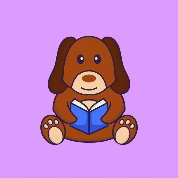 Netter Hund Liest Ein Buch — Stockvektor