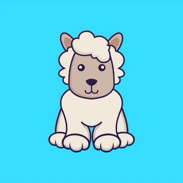 Mignon Mouton Est Assis — Image vectorielle