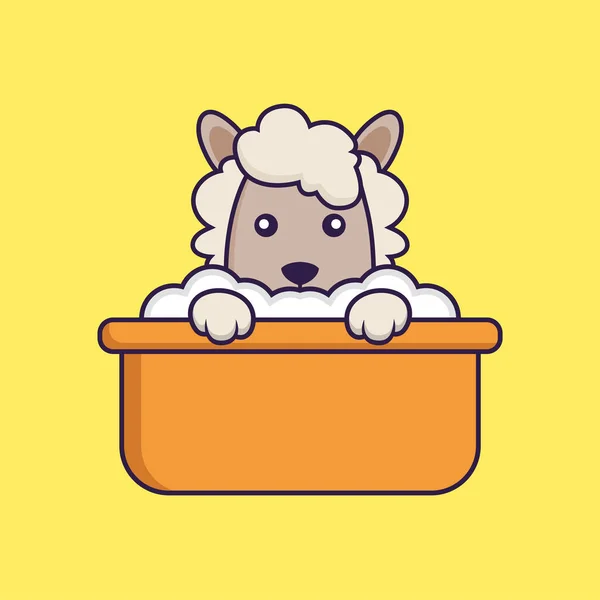 Милые Овцы Принимают Ванну Ванной — стоковый вектор