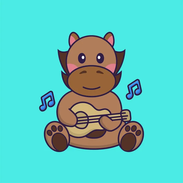 Cute Horse Playing Guitar — 스톡 벡터