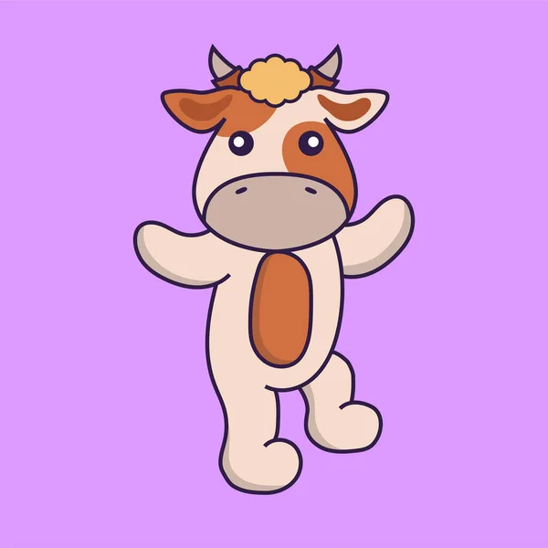 Mignonne Vache Danse — Image vectorielle