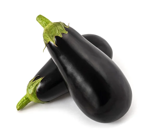 Twoo Frische Aubergine Isoliert Auf Weißem Hintergrund — Stockfoto