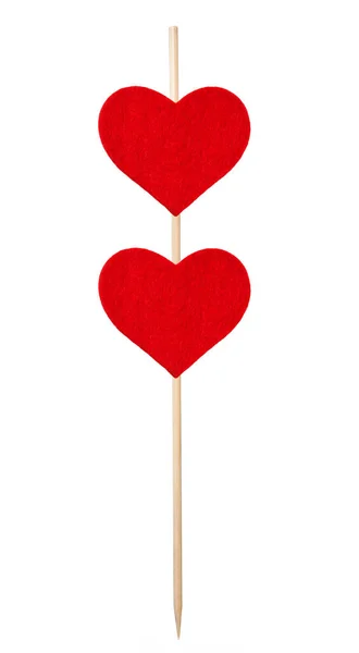 Stick Red Hearts Isolated White — Stock Photo, Image