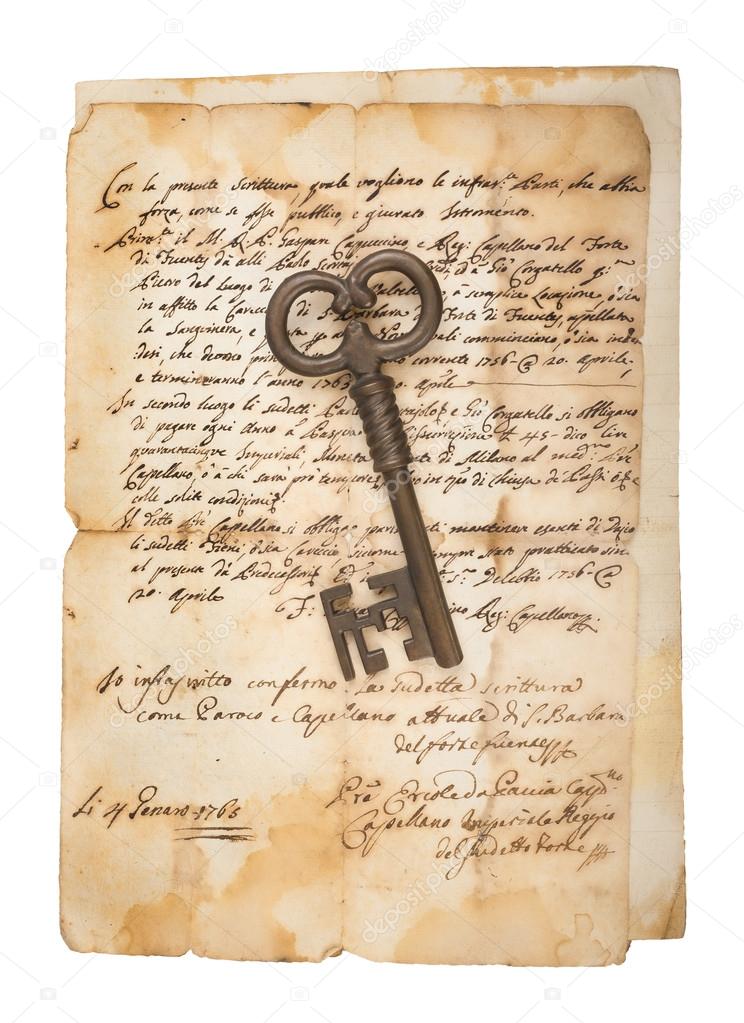 Old key on letter