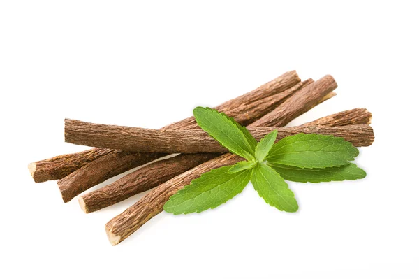Stevia ve meyan kökü — Stok fotoğraf