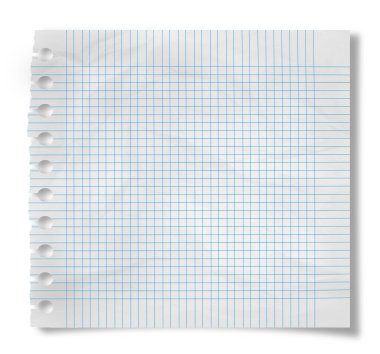 Izgara kağıdının yırtık parçası beyaza izole edildi