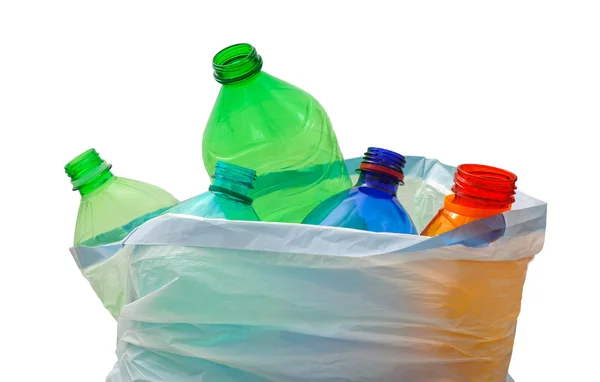 Bolsa de reciclaje con botellas — Foto de Stock