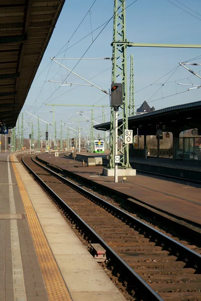 On the platform of Weimar railway station, Germany — Stock Fotó
