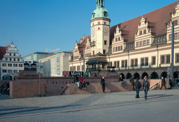 Einfahrt U-Bahnhof Markt, Leipzig — Stockfoto