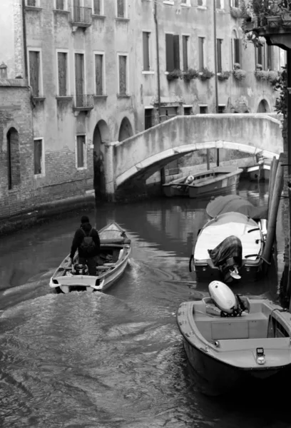 Venedig Italien Dezember 2018 Eindrucksvolles Schwarz Weiß Bild Eines Typischen — Stockfoto