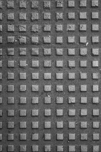 Evocative Image Black White Texture Metal Plate Embossed Square Patterns — Stock Photo, Image