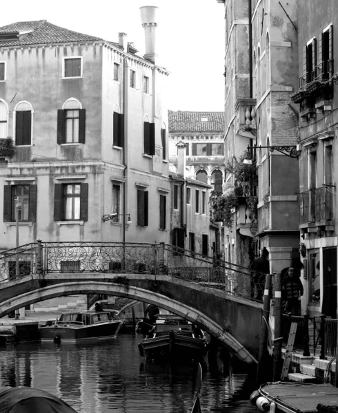 Venedig Italien Dezember 2018 Stimmungsvolles Schwarz Weiß Bild Eines Typischen — Stockfoto