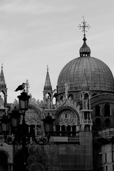 Veneza Itália Dezembro 2018 Evocativa Imagem Preto Branco Cúpula Basílica — Fotografia de Stock