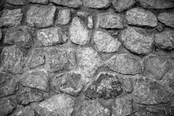 Stimmungsvolles Schwarz Weiß Bild Einer Mauer Mit Steinen — Stockfoto