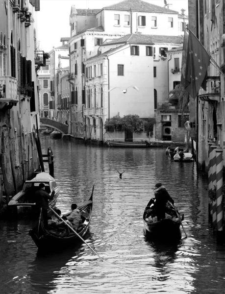 Venecia Italia Diciembre 2018 Evocadora Imagen Blanco Negro Canal Típico — Foto de Stock