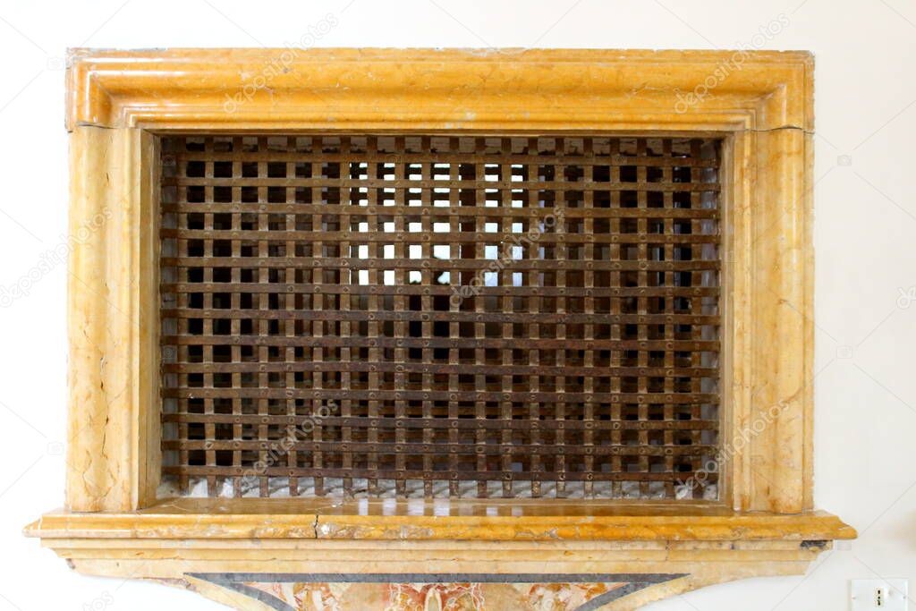 Palermo, Italy, September 03, 2017, Monastery of Santa Caterina, communication grate for the cloistered nuns