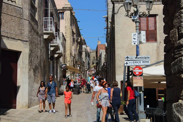 Erice Talya Ağustos 2017 Kasabanın Ana Girişinin Anımsatıcı Görüntüsü Dünya — Stok fotoğraf