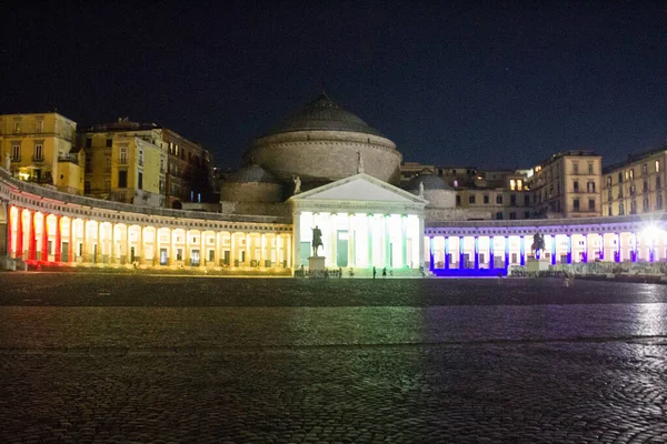 Neapol Itálie Června 2020 Evokativní Noční Obraz Piazza Del Plebiscito — Stock fotografie