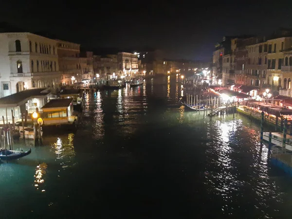 Veneza Itália Janeiro 2020 Evocativa Imagem Noturna Grande Canal Vista — Fotografia de Stock