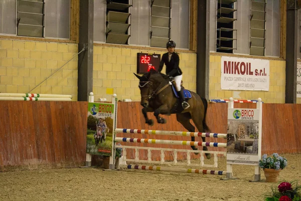 2019 Tortona Paardensport Centrum Paarden Jockey Die Deelnemen Aan Een — Stockfoto