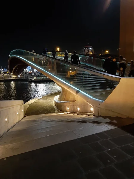 Venice Italy January 2020 Evocative Night Image Constitution Bridge Ponte — 스톡 사진