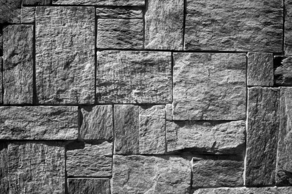 Évocatrice Image Noir Blanc Mur Granit Avec Des Joints Entre — Photo