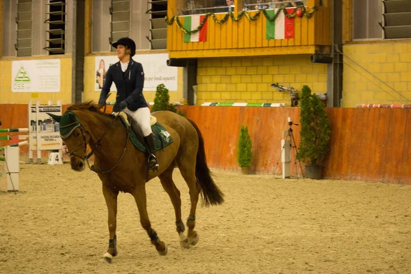 2019 Tortona Paardensport Centrum Paarden Jockey Die Deelnemen Aan Een — Stockfoto