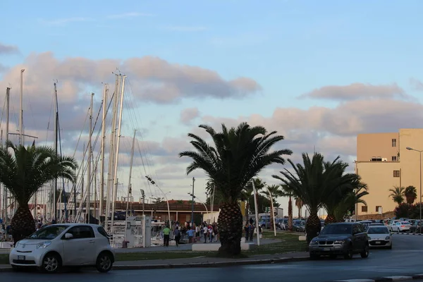Talya Daki Palermo Turistik Limanı Yol Yerine Yelkenli — Stok fotoğraf