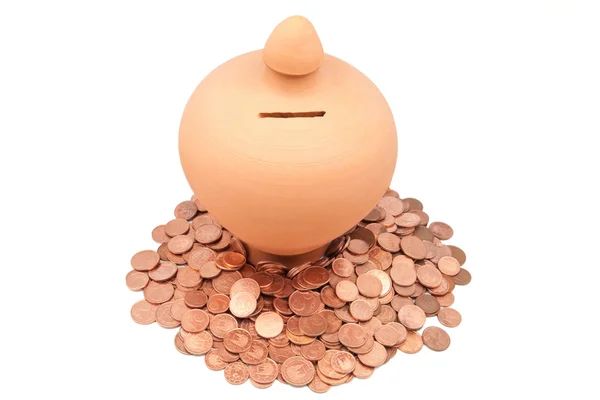 Piggy bank with coins — Stock Photo, Image