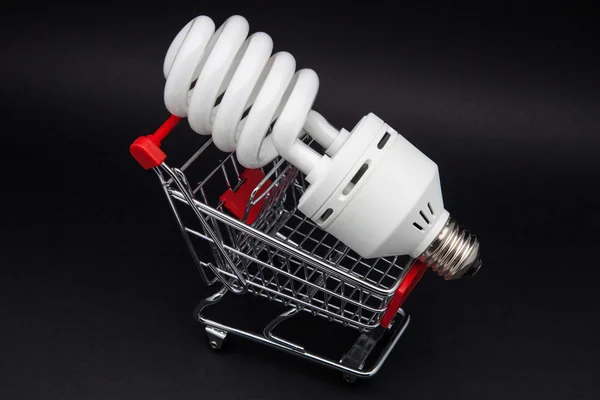 With bulb shopping cart — Stock Photo, Image