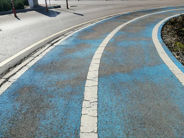 Markierung Eines Radweges Auf Dem Gehweg — Stockfoto