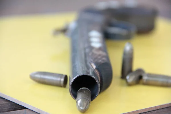 Old Inlaid Metal Wooden Weapon — Stock Photo, Image