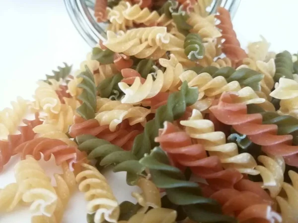 Various Raw Pasta Glass Jar — Stock Photo, Image