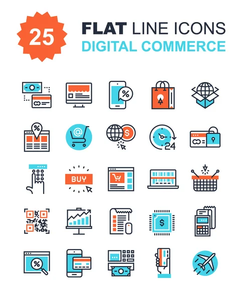 Digitale Commerce pictogrammen — Stockvector
