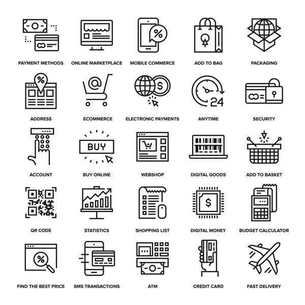 Icônes du commerce numérique — Image vectorielle