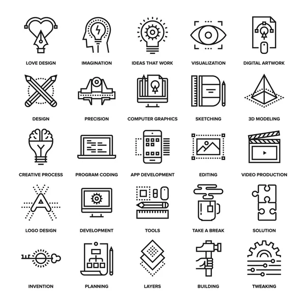 Icônes processus créatif — Image vectorielle