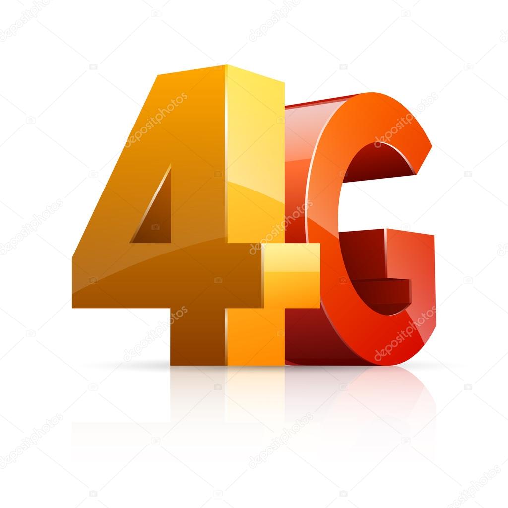 Vector illustration of 3D glossy 4G icon isolated on white background.