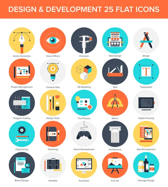 Iconos de diseño y desarrollo . — Vector de stock