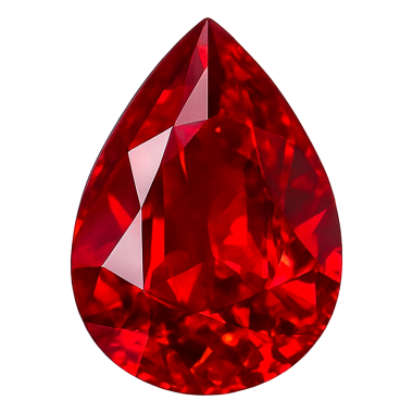 Kırmızı yakutun gerçekçi çizimi şeffaf arka planda izole edildi