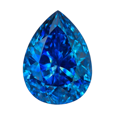 Mavi safirin gerçekçi çizimi şeffaf üzerinde izole edilmiş.