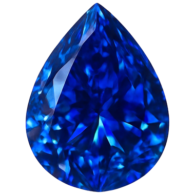 Mavi safirin gerçekçi çizimi şeffaf üzerinde izole edilmiş.