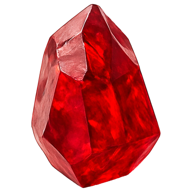 Kesilmemiş kırmızı yakutun gerçekçi çizimi şeffaf arkaplanda izole edildi