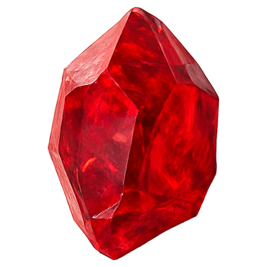 Kesilmemiş kırmızı yakutun gerçekçi çizimi şeffaf arkaplanda izole edildi