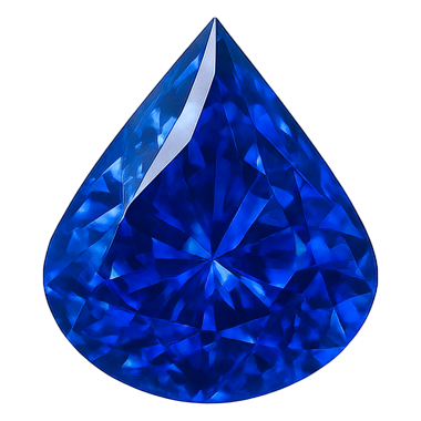 Şeffaf arkaplanda izole edilmiş mavi safirin gerçekçi çizimi