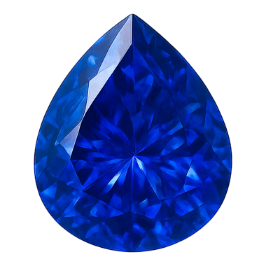 Şeffaf arkaplanda izole edilmiş mavi safirin gerçekçi çizimi