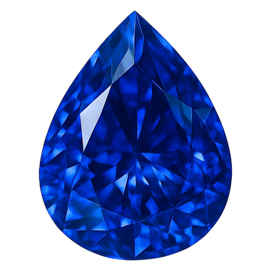 Şeffaf arkaplanda izole edilmiş mavi safirin gerçekçi çizimi