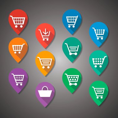 Alışveriş sepeti düz tasarım etiketi