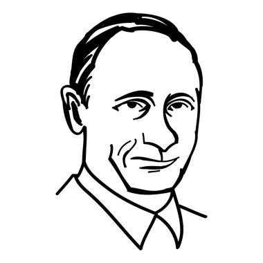 1 Ekim 2014: Başkan Putin bir vektör, siyah ve beyaz çizim