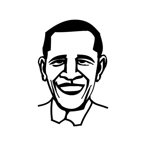 1 de octubre de 2014: Un vector, ilustración en blanco y negro del presidente Obama — Vector de stock