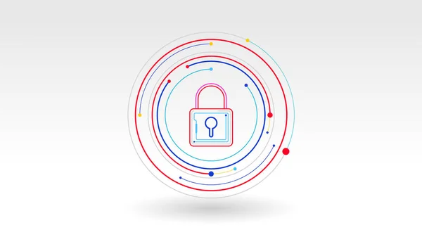 Padlock Digital Tech Logo Icône Sécurité Concept Abstrait Arrière Plan — Image vectorielle